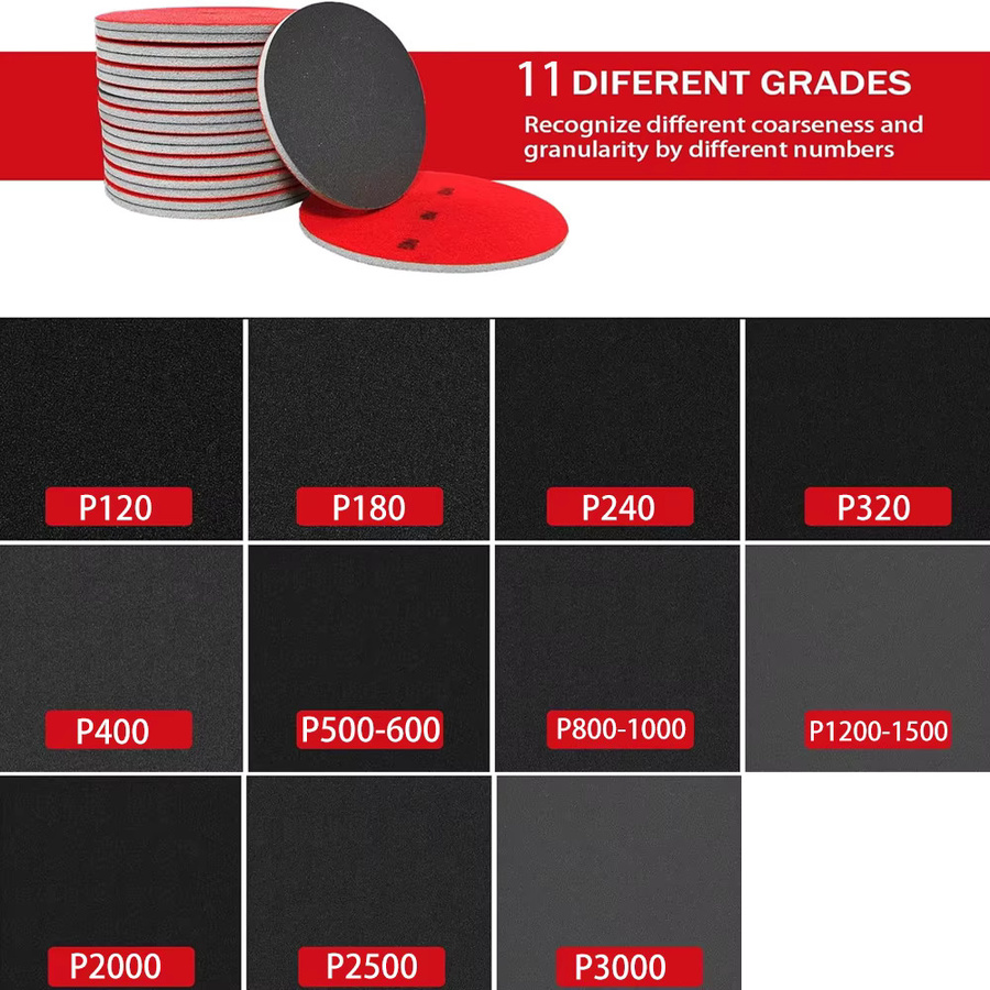 Vibratite Polierschwamm Schleifpads mit Klettverschluss, 5 Zoll, Rot, für Holz, Metall und Kunststoff - Bild 3