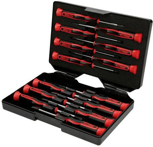 KS Tools Feinmechanik-Schraubendreher-Satz PH, Schlitz, TX, 14-tlg. in Rot - Bild 1