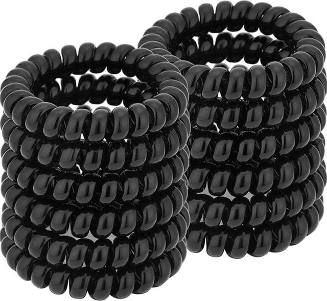 Haargummis Spiral-Haargummis, Schwarz, Damen, 12 Stück/Set - Bild 1