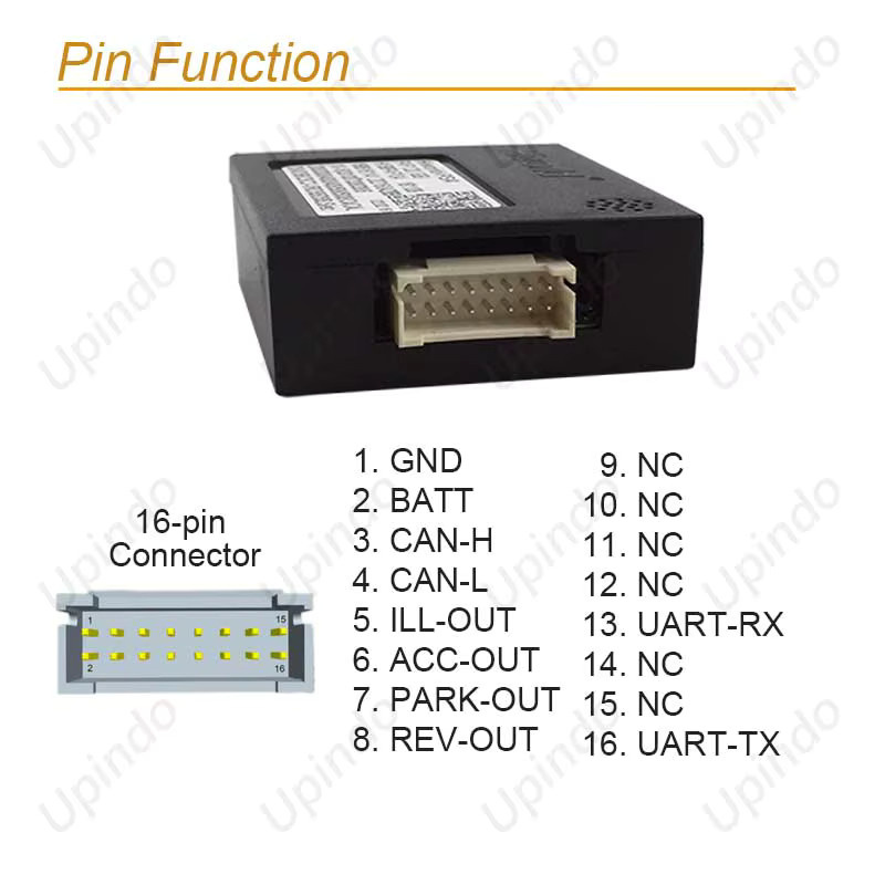 Upindo Android Auto Stereo CAN Bus Decoder Adapter in Schwarz für Peugeot und Citroen Modelle - Bild 2