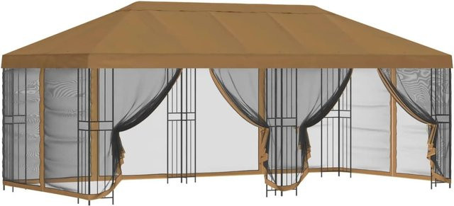 vidaXL Pavillon mit Seitenwänden in Beige aus Polyester und Stahl, B x T: 6 x 3 m - Bild 1