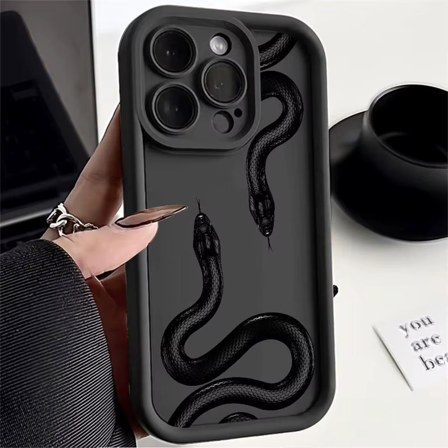 YAETEE Silikon Handyhülle im Black Snake Design für iPhone 11 bis iPhone 16 Pro Max - Bild 2