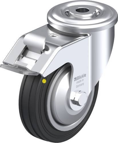 Blickle Lenkrolle LER-VE 100R-FI-EL-FA mit Feststeller in Schwarz, Blau und Silber, Rad-Durchmesser: 100 mm, Tragfähigkeit: 70 kg - Bild 1