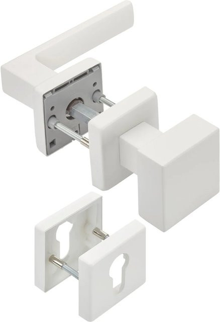SO-TECH Türdrückergarnitur CUBE Weiß Matt mit Rosette und Profilzylinder Knauf aus Aluminium inklusive Befestigungsmaterial - Bild 1
