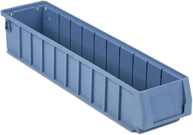 PROREGAL SparSet 10 x Regalkasten 500 SN Sichtlagerkasten mit Etikett und Schutzhaube, Blau, H x B x T: 9 x 11,7 x 50 cm - Bild 1