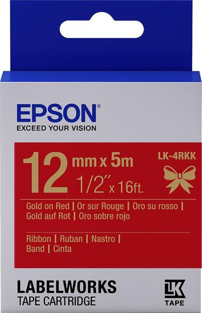 Epson Beschriftungsband Satinband Gold/Rot, Länge: 5 m - Bild 1