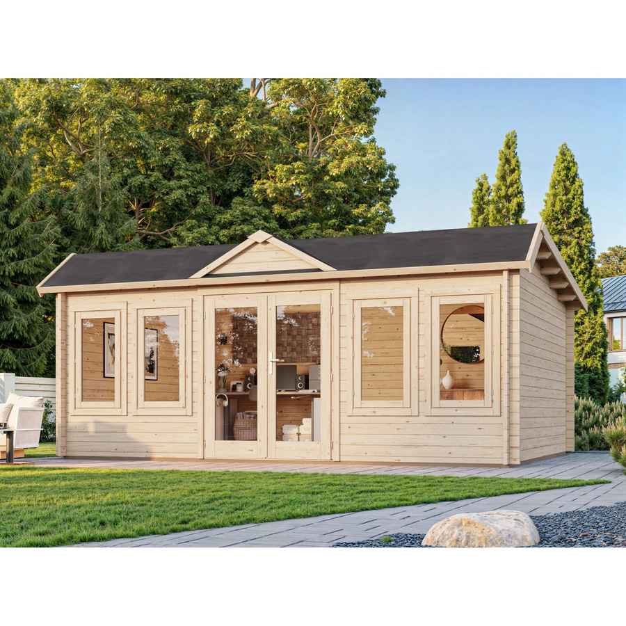 Palmako Gartenhaus Claudia Pent aus Fichtenholz in Dunkelgrau-Weiß, B/T/H: 530 x 380 x 249 cm - Bild 1