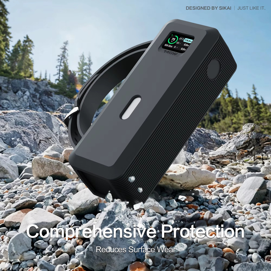 Silikonhülle für Anker 737 Power Bank 140 W 24000 mAh PowerCore in Grau mit Aufbewahrung für TF/SIM-Karte und PIN - Bild 5
