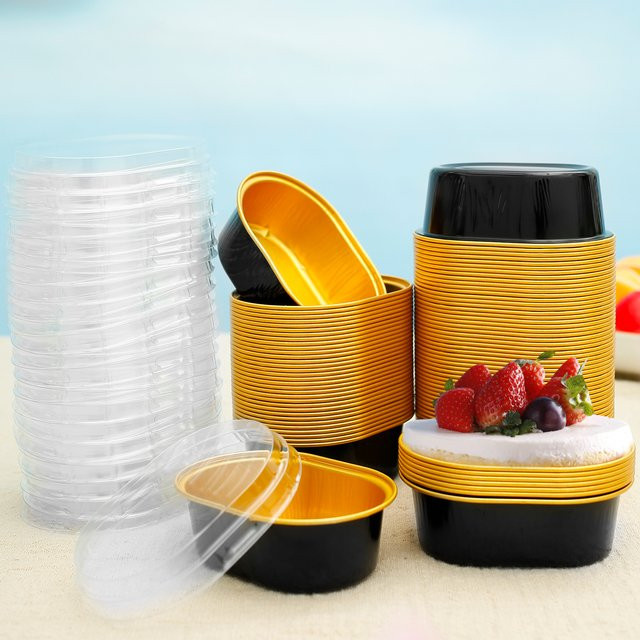 Ovaler Aluminium-Muffin-Becher aus Folie für Gebäck und Dessert, 100 Stück - Bild 1