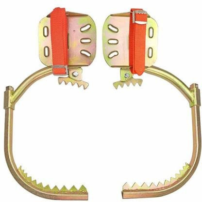 Hexingfu Baumkletterspikes Set mit verstellbaren Elektrikerstangen und Sägezähnen in Beige und Silber - Bild 1
