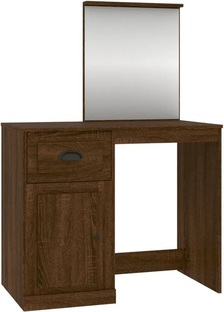 vidaXL Schminktisch mit Spiegel in Eiche Braun, B/T/H: 90 x 50 x 132,5 cm - Bild 1
