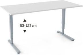 STIER Elektrisch Höhenverstellbarer Schreibtisch 501-53 mit Doppel-Teleskop, Weiß matt, B: 180 cm, T: 80 cm, Höhe: 63-123 cm - Bild 1