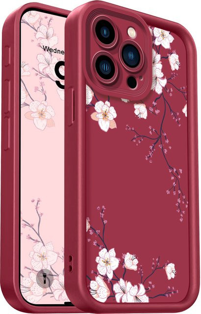 Handyhülle mit Frühlingsblumen für Huawei Honor 600 400 300 200 90 70 Pro Lite Ultra Smart 4G 5G Soft Cover in Schwarz und Rot - Bild 1
