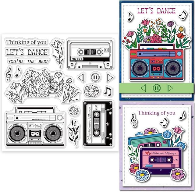 Transparente Silikonstempel für Scrapbooking und Kartenherstellung mit Blumen und Wörtern, 1 Stück, Farbe: Transparent - Bild 1