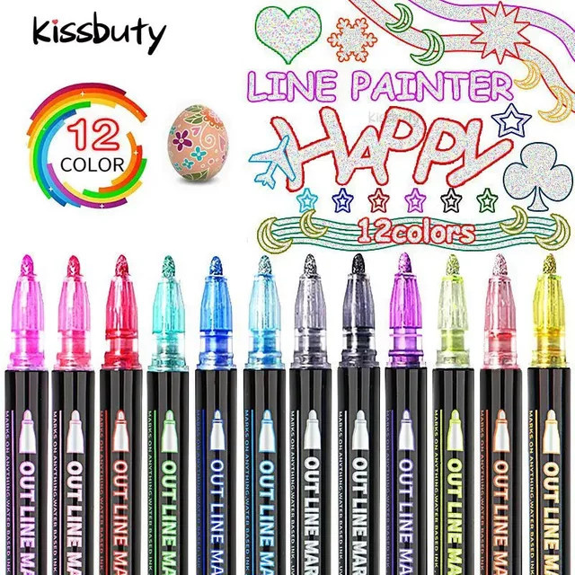 Kissbuty Doppel Linie Marker Set in Multicolour für Scrapbooking und Zeichnungen - Bild 1