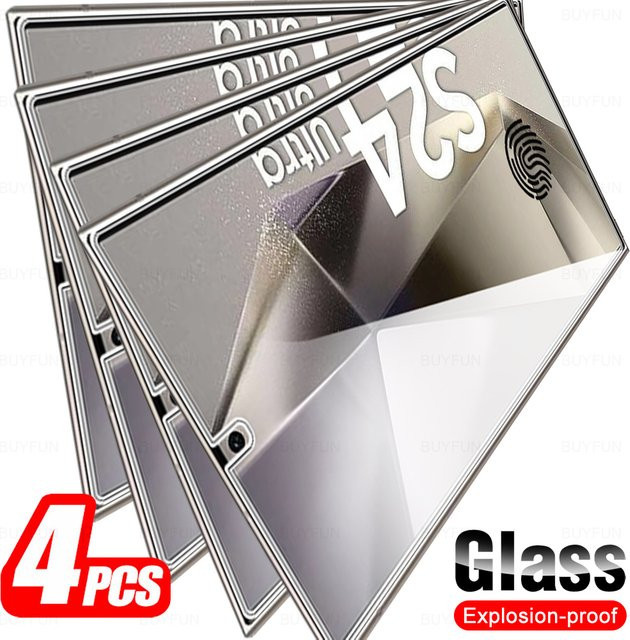 4er-Set gehärtetes Glas Displayschutzfolie für Samsung Galaxy S24 Ultra und S25 Ultra 5G, transparent - Bild 1
