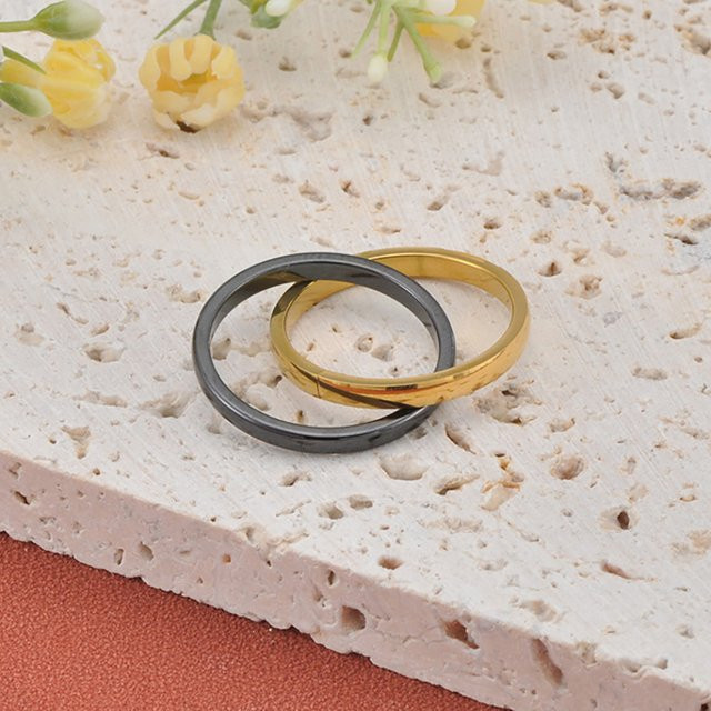 Lokaer Edelstahl-Ring, schwarz vergoldet, Zirkonia, Damen - Bild 1