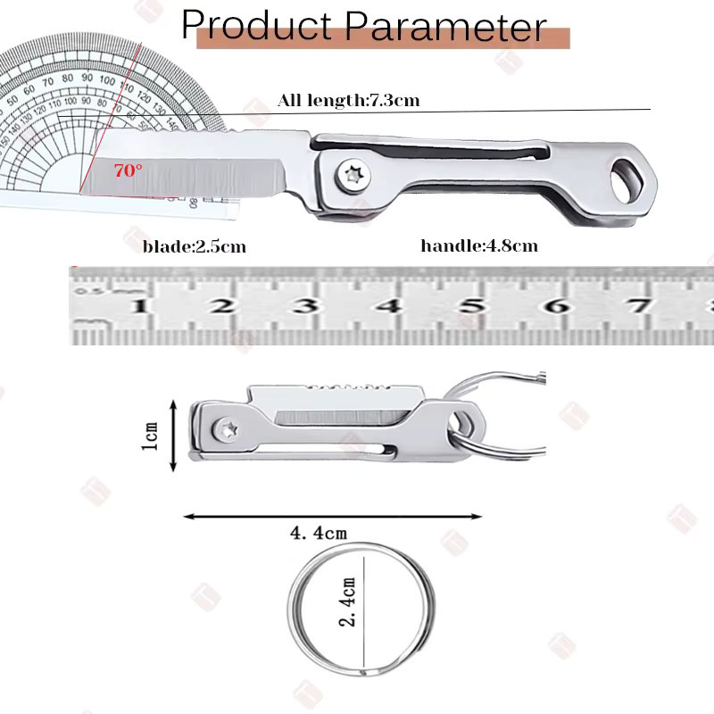 WXCOO Mini Klappmesser aus Edelstahl in Silber als tragbares Mehrzweck-Universalmesser und Obstschneider - Bild 6