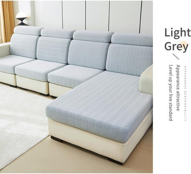 Dehnbarer Jacquard Sofasitzbezug von Yiran bag in Lichtgrau, wasserabweisender und rutschfester Couchbezug für dein Wohnzimmer - Bild 1