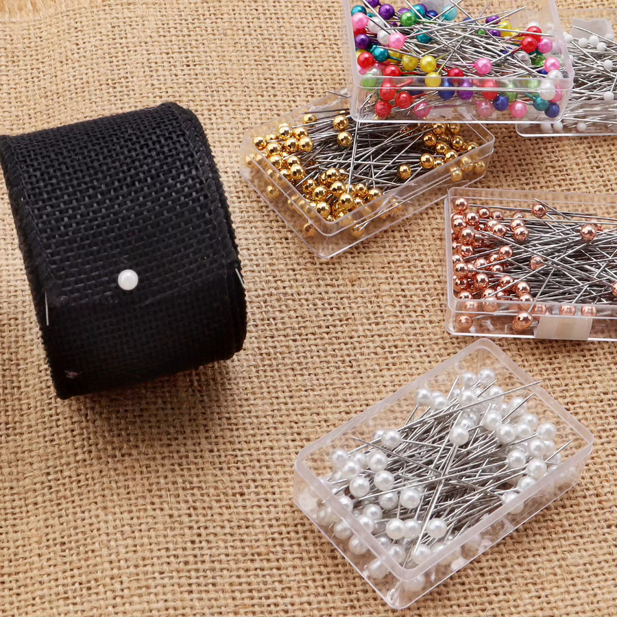 100 Stück bunte runde Perlenkopf-Stecknadeln aus Metall für Schneiderei und DIY-Nähen, Länge: 35-40 mm - Bild 2