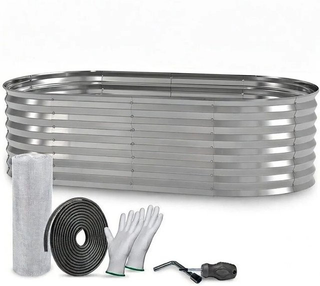 TTL GARDEN Ovales Garten-Hochbeet SPIRIT M aus verzinktem Stahl in Silber, B/T/H: 160 x 80 x 45 cm - Bild 1