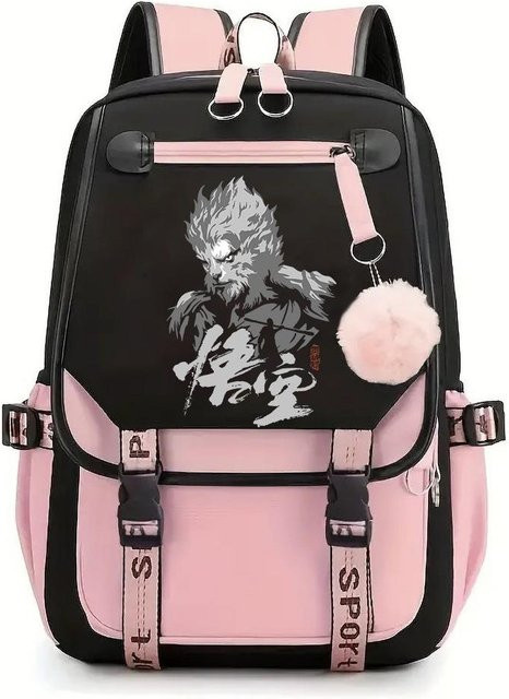 3-teiliges Schulrucksack-Set für Schüler in Pink aus Oxford-Stoff mit Schultasche, Schultergurt und Federmäppchen - Bild 1