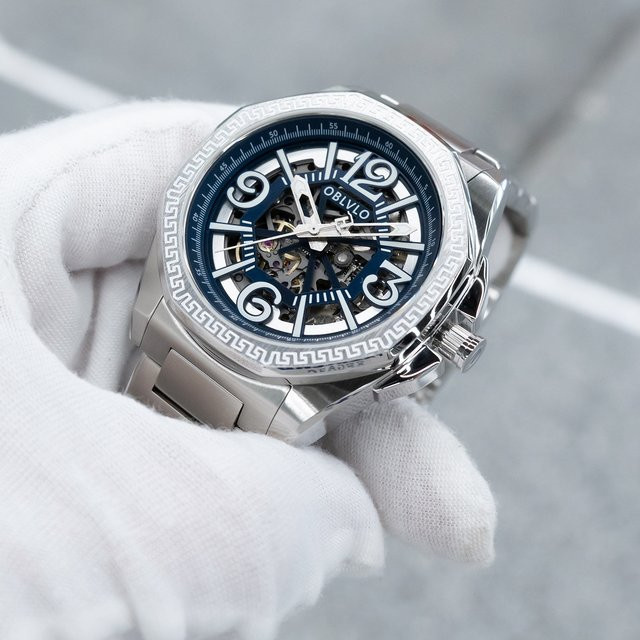 OBLVLO Armbanduhr, Automatik, Edelstahl, Blau, Herren - Bild 1