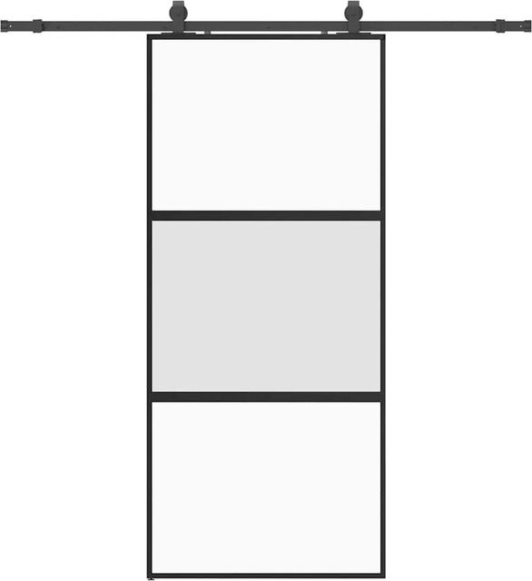 vidaXL Schiebetür aus Hartglas in Schwarz mit Beschlag, B/H: 90 x 205 cm - Bild 1