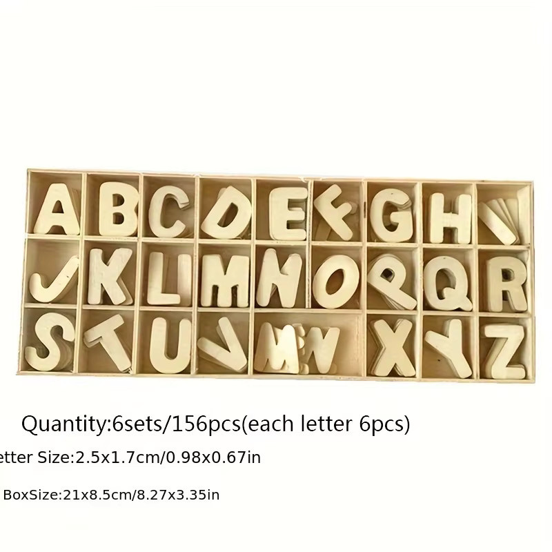 156 Stück Holzbuchstaben zum Basteln und Bemalen mit Gittertablett in Beige und Weiß - Bild 2