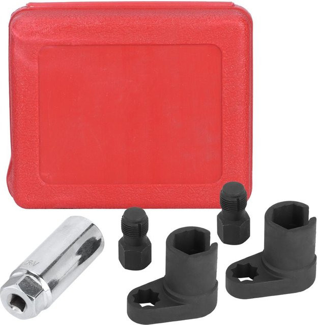 CosyHome Sauerstoffsensor Steckschlüssel Set 5-teilig, 22mm, 6-Punkt, rot, aus Chrom-Vanadium und Edelstahl - Bild 1