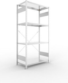 Meta Fachbodenregal CLIP SET verzinkt, silber, 4 Fachböden, B/H/T: 200 x 100 x 50 cm, 230 kg Fachlast - Bild 1