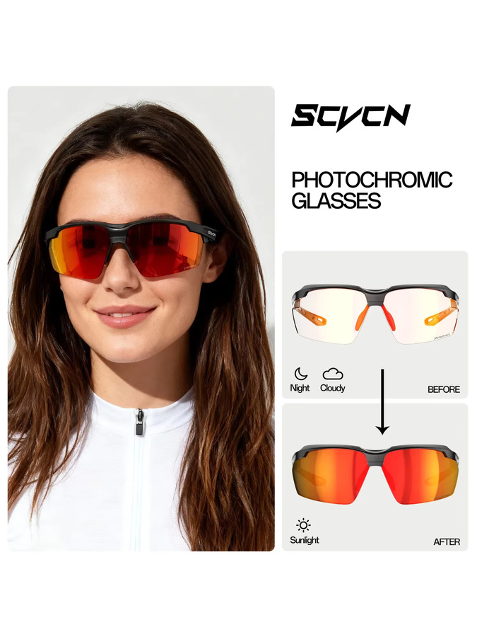 SCVCN Sportsonnenbrille, Photochrom, Unisex, black, Kunststoff - Bild 6