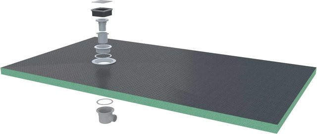 AICA XPS Duschwanne mit Ablaufgarnitur, rechteckig, Grau/Schwarz, B/T: 150 x 90 cm, Höhe: 4 cm - Bild 1