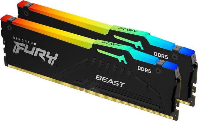 Kingston FURY Beast RGB DDR5 RAM Kit 16 GB (2x 8 GB) 6000 MHz CL30 DIMM 288-Pin Schwarz - Bild 1