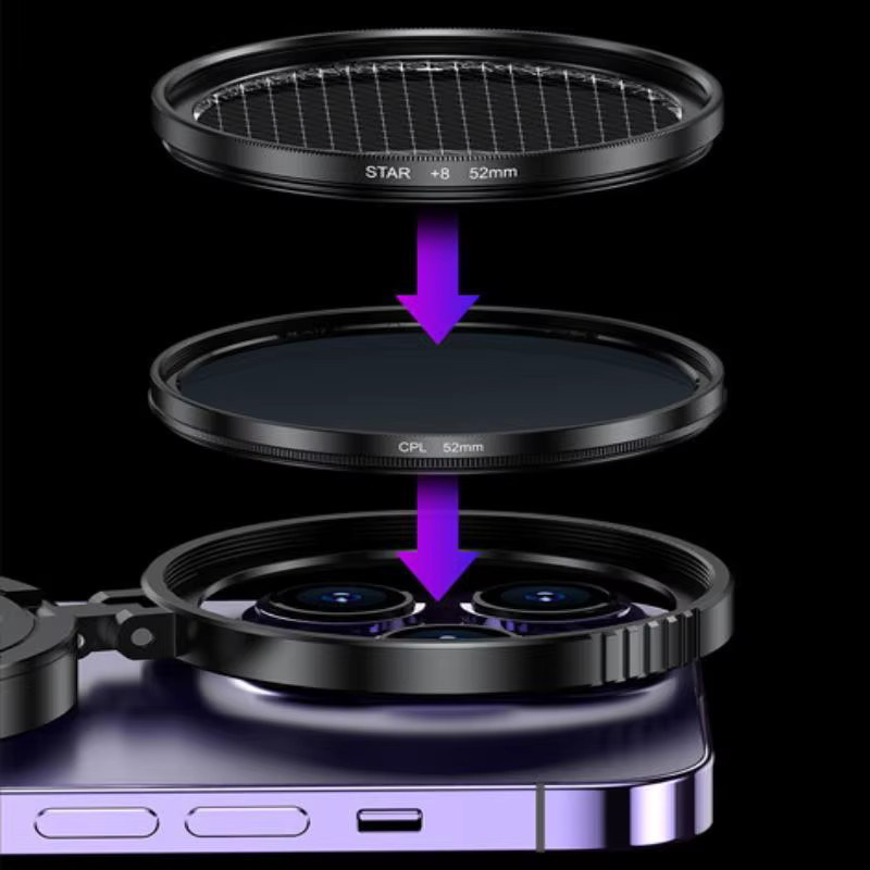 SD&HI Magnetischer CPL Filter 52 mm Zirkular Polarisator Objektiv Clip für Magsafe Telefon 16 in Schwarz mit Aufbewahrungstasche - Bild 2