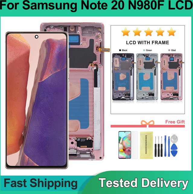 Samsung Note 20 LCD Display Touchscreen Digitizer Ersatz mit Rahmen in Schwarz kompatibel mit SM-N980F/DS - Bild 1