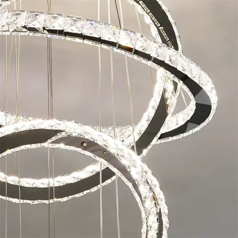JIANKEXING Kristall-Kronleuchter in Silber, kreisförmige LED-Pendelleuchte im minimalistischen Design für Esszimmer und Schlafzimmer - Bild 6