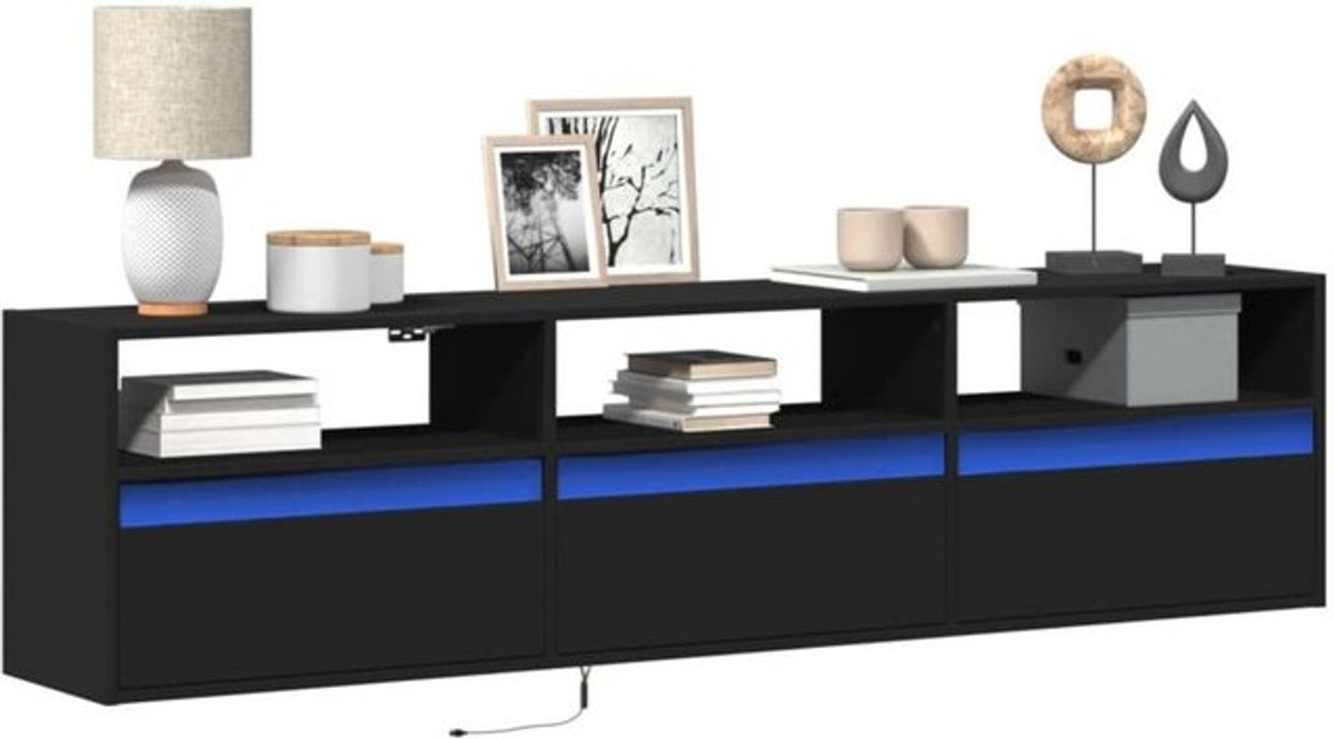 Moderner TV-Wandschrank mit LED in Schwarz von Vidaxl, B/T/H: 180 x 31 x 45 cm - Bild 1