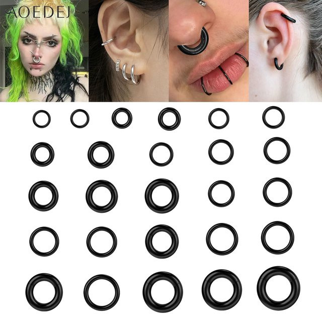 AOEDEJ Ohrring Edelstahl, schwarz, Unisex - Bild 1