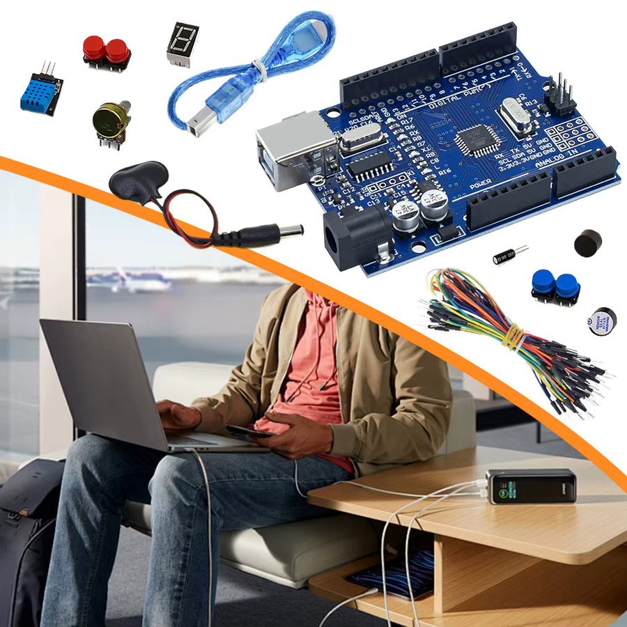 ALLOYSEED Elektronik-Basis-Starter-Kit für Arduino UNO R3 mit Steckbrett, Netzteil, Widerständen, LEDs und Sensoren in Multicolor - Bild 4