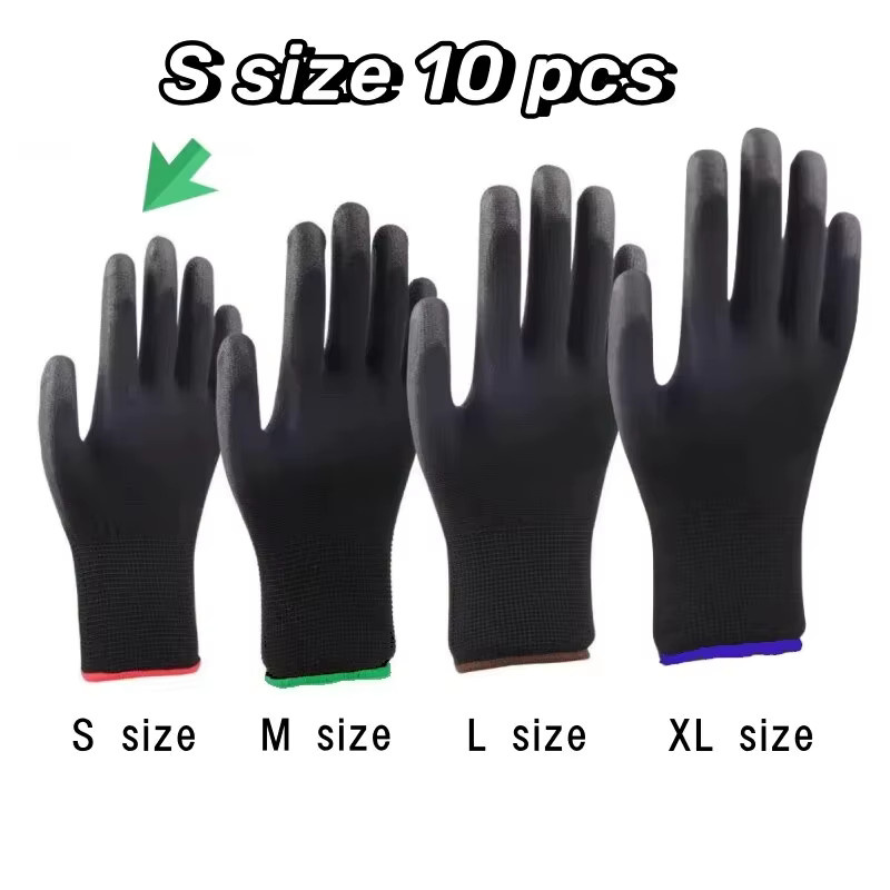 20 Stück Nylon PU Arbeitshandschuhe in Schwarz, rutschfeste Sicherheitshandschuhe mit Beschichtung - Bild 4