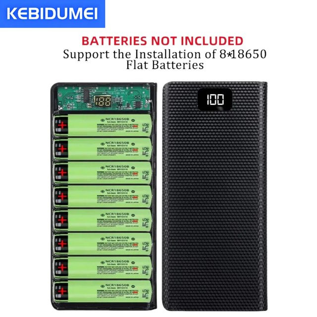 kebidumei DIY Powerbank Hülle für 18650 Batterien mit Dual USB und Typ C Anschluss in Schwarz oder Grün - Bild 1