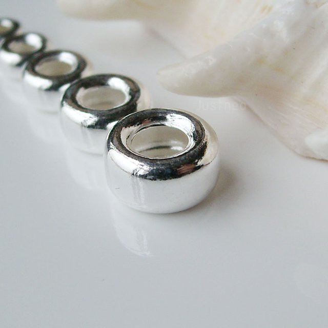 justneo Perlen Rondelle, 925 Silber, Silber, Unisex - Bild 1