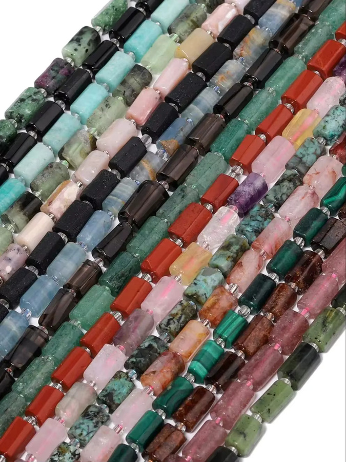 Steinperlen, rosa Opal, Turmalin, Obsidian, Erdbeerquarz, 8–11 mm, Bunt, Unisex - Bild 7