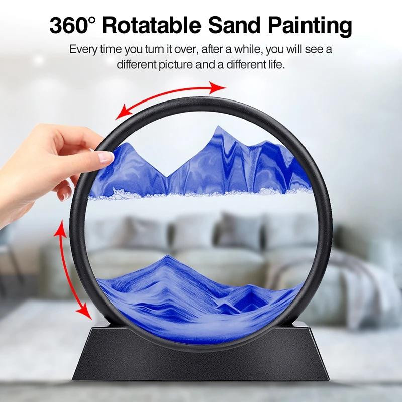 Cosy Homes 3D-Sandkunstbild aus Glas mit Tiefsee-Sandlandschaft und Treibsand als dekorative Sanduhr - Bild 1