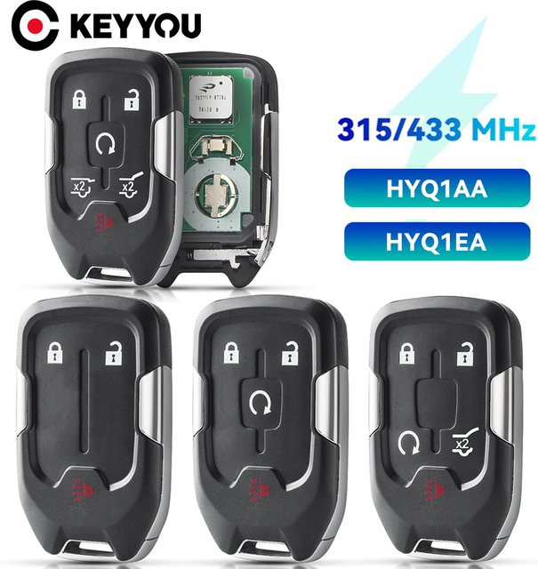 KEYYOU Original Smart Remote Key für Chevrolet Suburban Tahoe und GMC Yukon, 315/433 MHz, HYQ1AA HYQ1EA, Schwarz - Bild 1