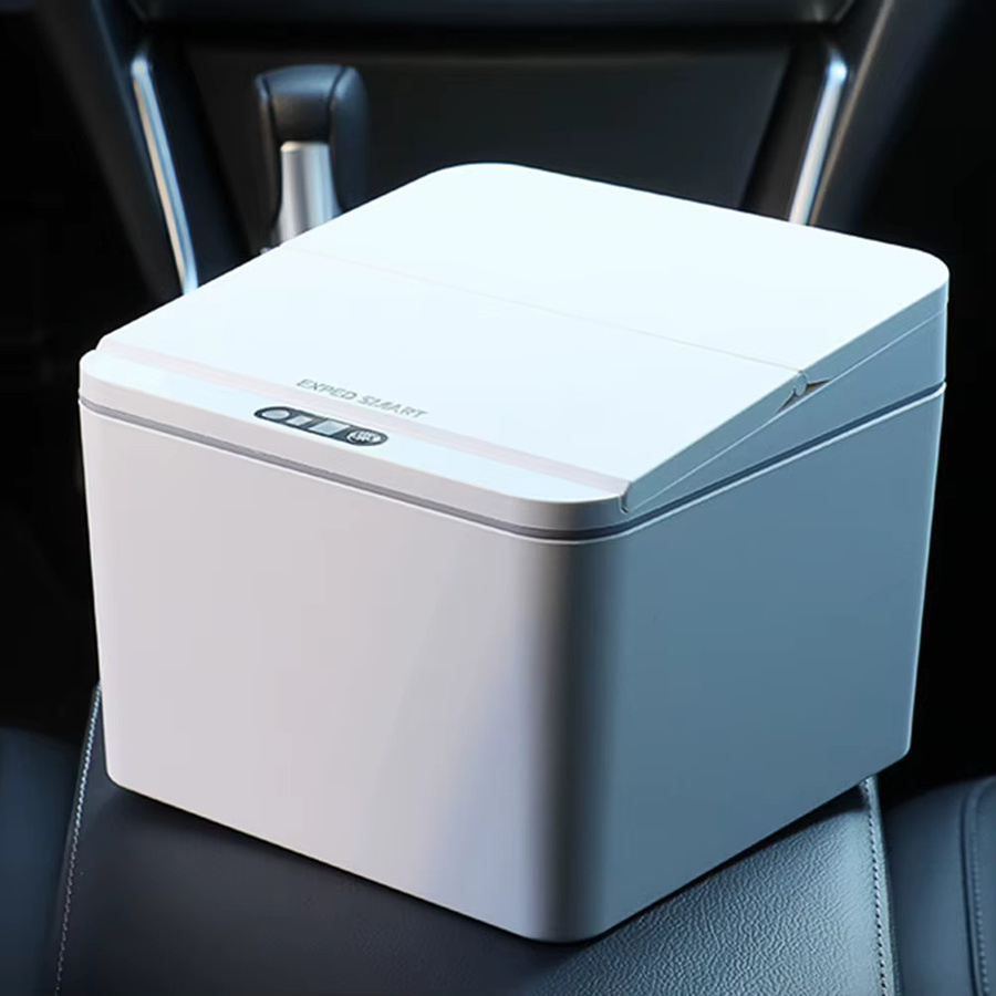 LAIMANEI Elektrischer Sensor-Mülleimer mit Deckel, Tragbarer Automatischer Abfallbehälter für Auto und Outdoor, Weiß, 4l - Bild 2