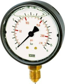 Riegler Glyzerinmanometer aus Kunststoff in Weiß, Anschluss G 1/4 unten, Messbereich -1 bis 0,0 bar, Durchmesser 63 mm - Bild 1