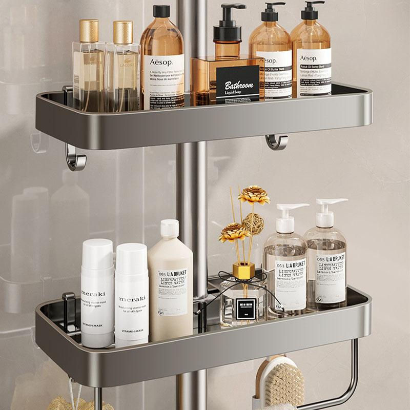 Duschablage für das Badezimmer aus Aluminiumlegierung mit Hebestange und Haken zur Organisation von Duschgel und Shampoo ohne Bohren - Bild 2