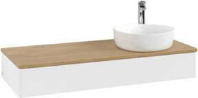 V&B Antao Waschtischunterschrank mit LED-Beleuchtung, Wandmontage, Farbe Weiß und Eiche Honig, B/T/H: 120 x 50 x 19 cm - Bild 1